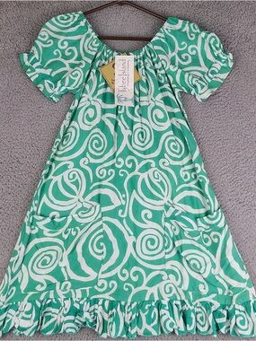 Isle by Ubec Island Green & White Swirl Cotton Dress